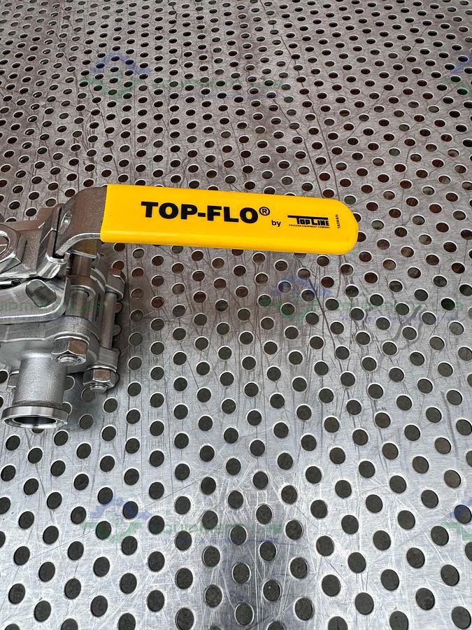 Used Top Line Top-Flo TF4 Ball Valve CF8M 1000 WOG w/ 3/4" Sanitary Fitting