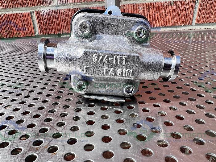 Used ITT Pure Flo  .75-F-419-6-4-TM-CWP150 Diaphragm Valve w/ 3/4" Sanitary Fitting