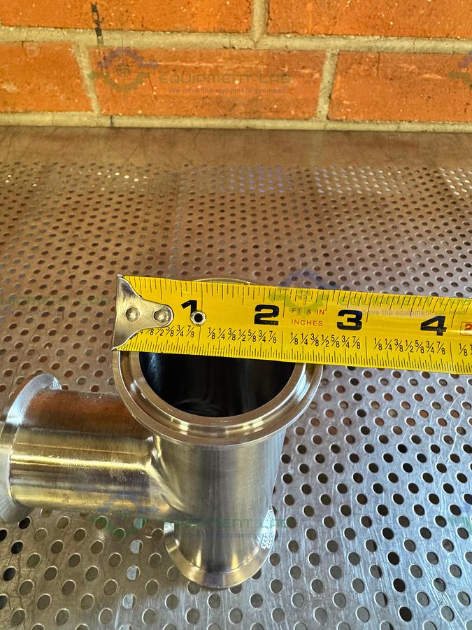 Used 3 Way Stainless Steel Tee w/ 2.5" Sanitary Fittings & 2.5" Center