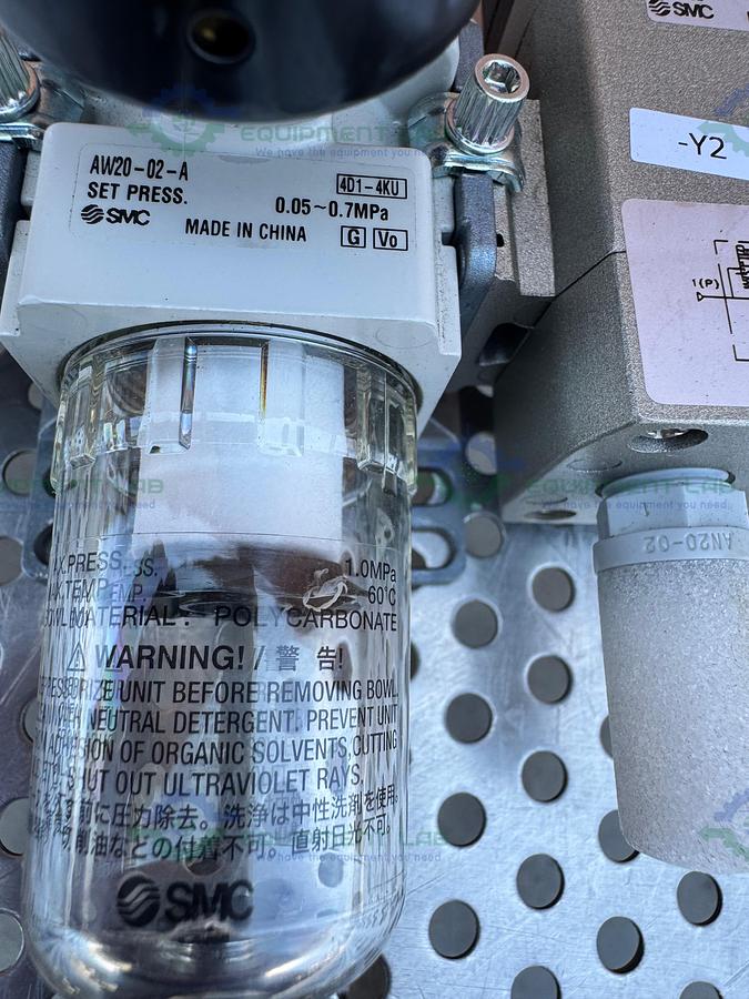 Used SMC AW20-02-A  Filter Regulator 0.05-0.7MPa w/ SMC Pneumatic / Solenoid  Valve