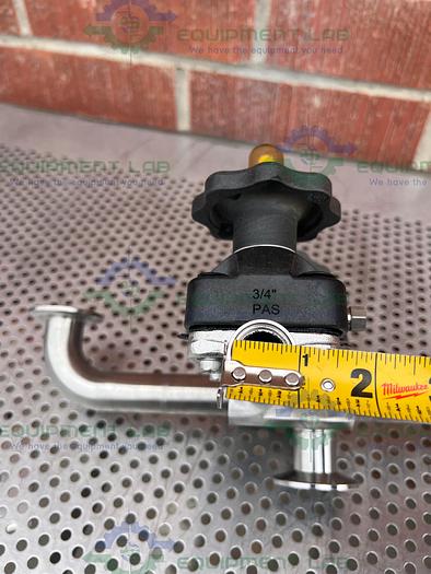 Used ITT Pure Flo  1-316L-RA20MAX 5 -Way Diaphragm Valve w/ 1", 3/4"  Sanitary Fitting