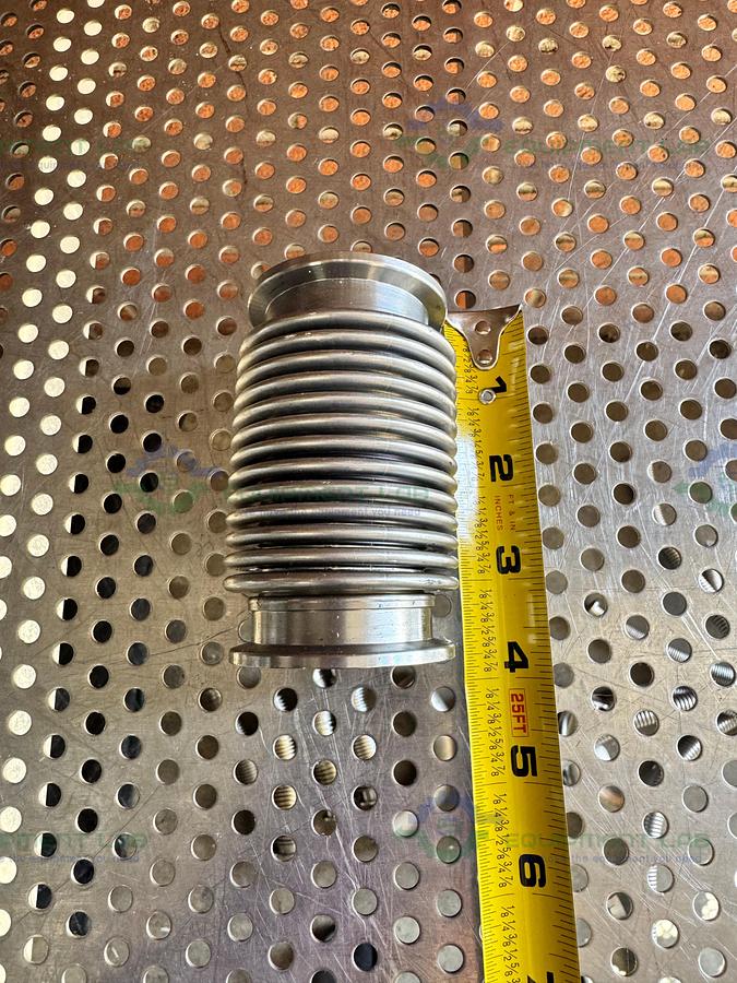Used Stainless Steel Bellows Flexible Vacuum Hose 4" w/ KF 40 Fitting