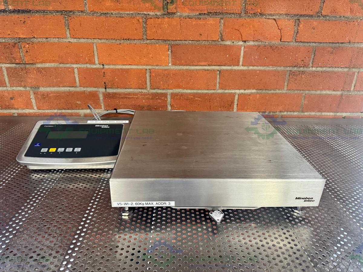Used Minebea Intec CAPS1U-100EE-LU Stainless Steel Scale 18x18 w/ CAIS1-U, 130LBS