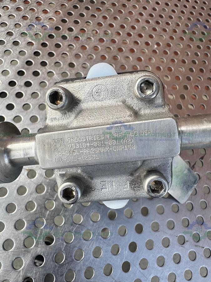 Used 2- ITT Pure Flo RA0.5MAX Diaphragm Valve w/ 1" to 1/2" Sanitary Fitting