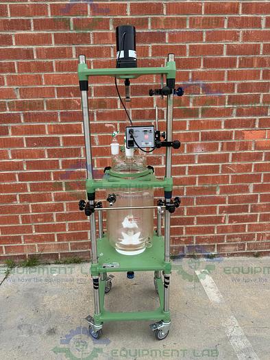 Used Chemglass 20 Liter Jacketed Glass Reactor w/ Optichem Overhead Stirrer