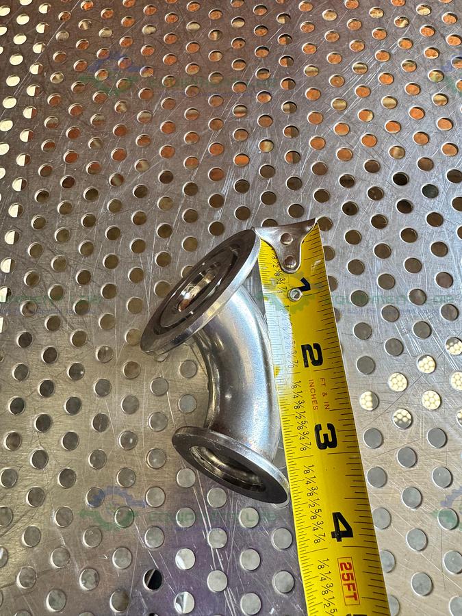Used Stainless Steel 90 Degree KF 40 to KF 25 Elbow Nipple Vacuum Fitting