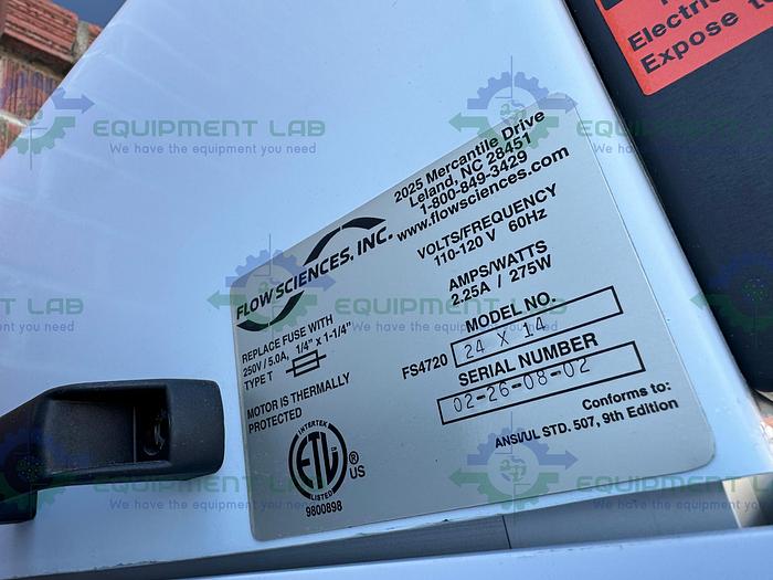 Used Flow Sciences FSI11600 6 Ft Top Mount Vented Balance Safety Enclosure