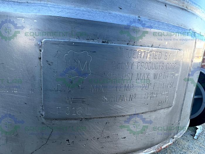 Used Alloy Products  120 Liter Stainless Steel Pressure Vessel 95 PSI