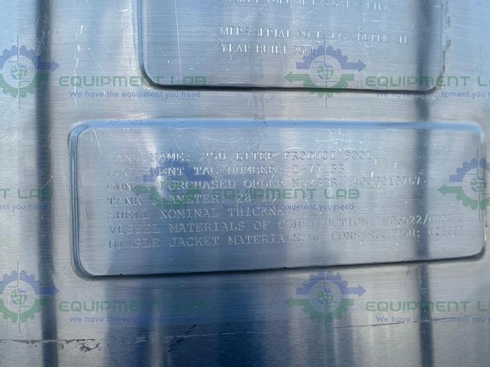 Used DCI 250 Liter Stainless Steel Jacketed Reactor 45 PSI w/ Bottom 0.5 HP Mixer