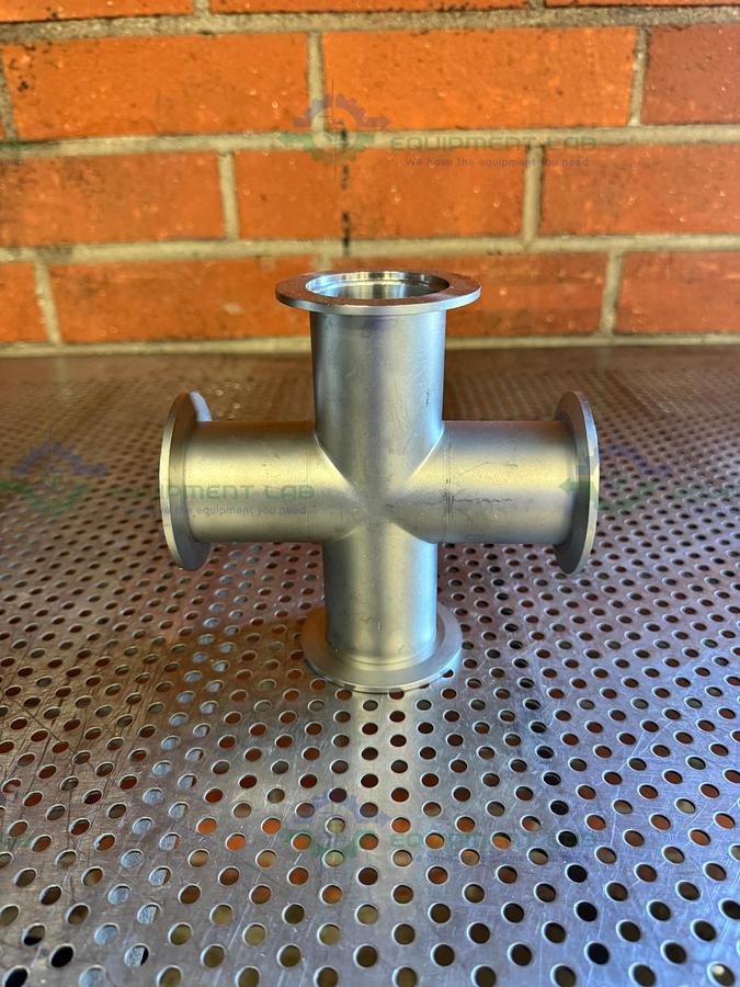 Used Stainless Steel 4 way Vacuum Cross Fitting KF 50