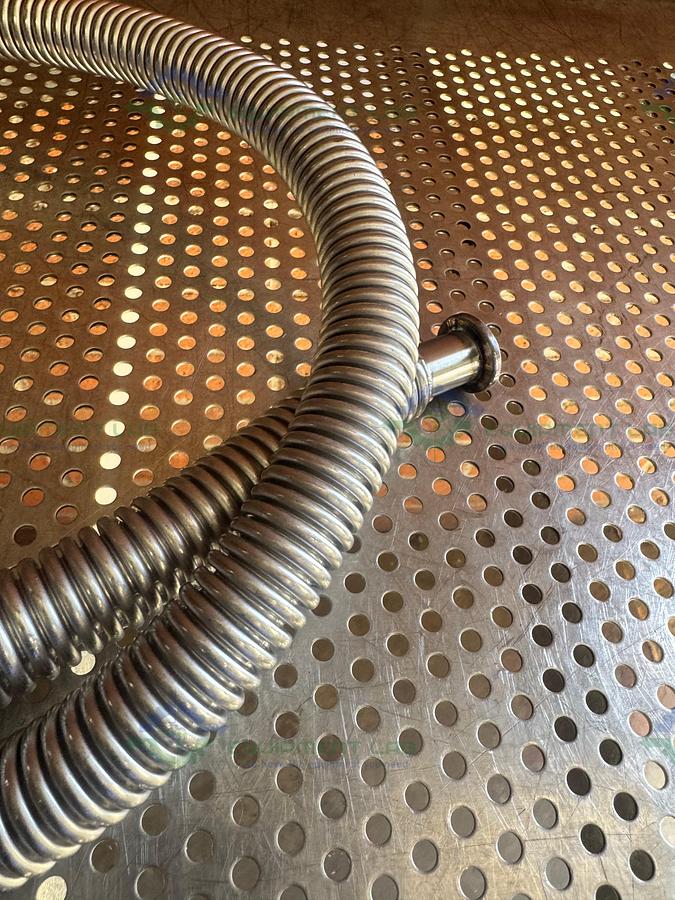 Used Stainless Steel Bellows Flexible Vacuum Hose 60" w/ KF 16/10 Fitting