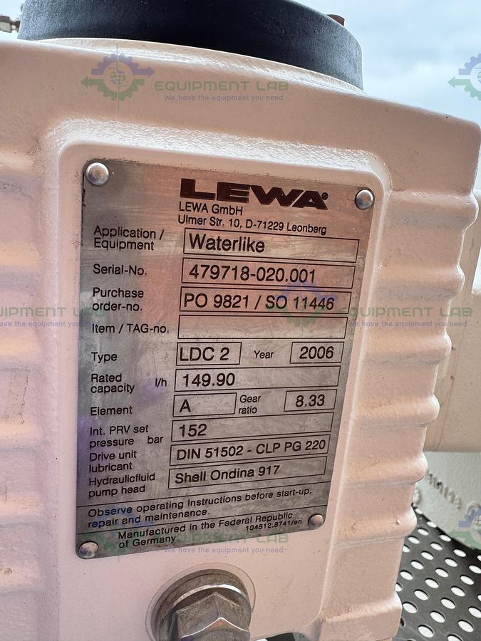 Used Lewa LDC 2 Waterlike Diaphragm Metering Pump w/ Reliance Electric 2.4 HP Motor