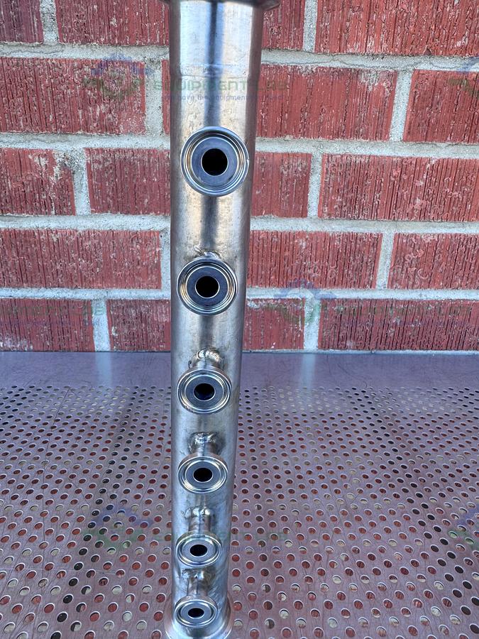 Used Stainless Steel Manifold 1.5" Sanitary Fitting w/ 6 Ports 1/2" Sanitary Fitting