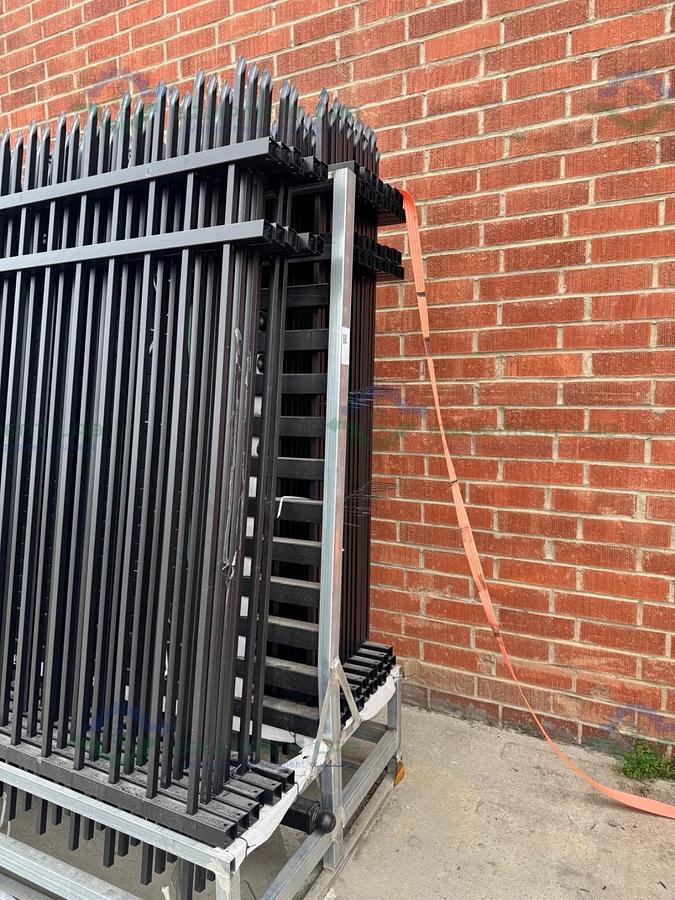 Chery Industrial Wrought Iron Site Fencing 3 Rail 10’x6’ FW000043 w/ 22 Posts
