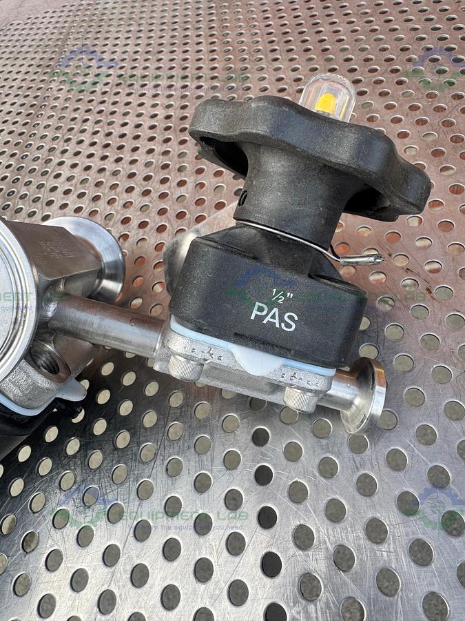 Used 2- ITT Pure Flo RA0.5MAX Diaphragm Valve w/ 1" to 1/2" Sanitary Fitting