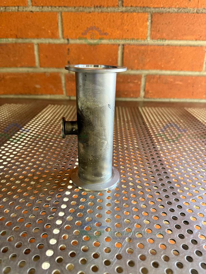 Used 3 Way Stainless Steel KF 50 to KF 16/10 Elbow Nipple Vacuum Fitting