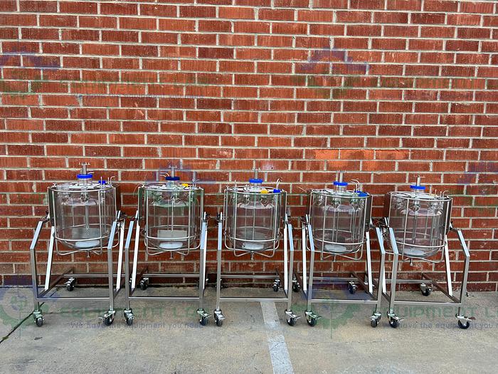 Used Chemglass 36L Glass Graduated 9-Neck Bio Reactor Vessel w/ Impeller + More