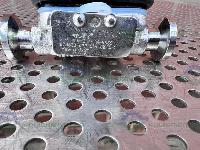 Used ITT Pure Flo .5-F-419-9-4-TM-CWP150 Diaphragm Valve w/ 1/2" Sanitary Fitting