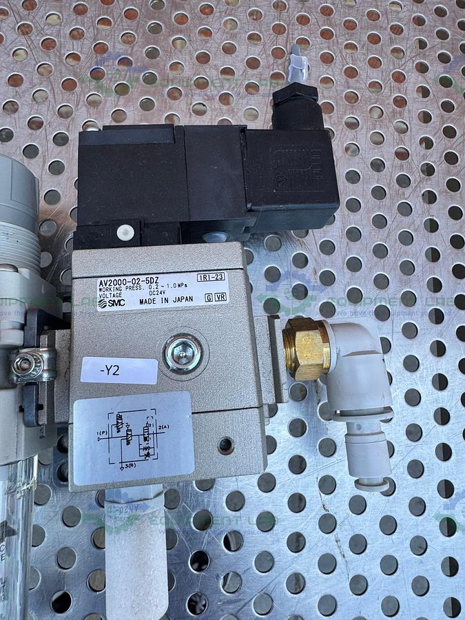 Used SMC AW20-02-A  Filter Regulator 0.05-0.7MPa w/ SMC Pneumatic / Solenoid  Valve