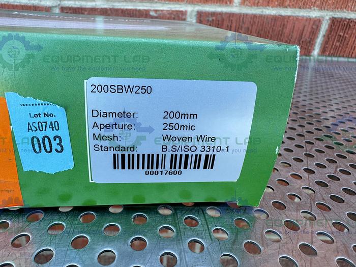 Used Glenammer  200SBW250 Stainless Steel 200 mm Diameter 250 Mic Shieve