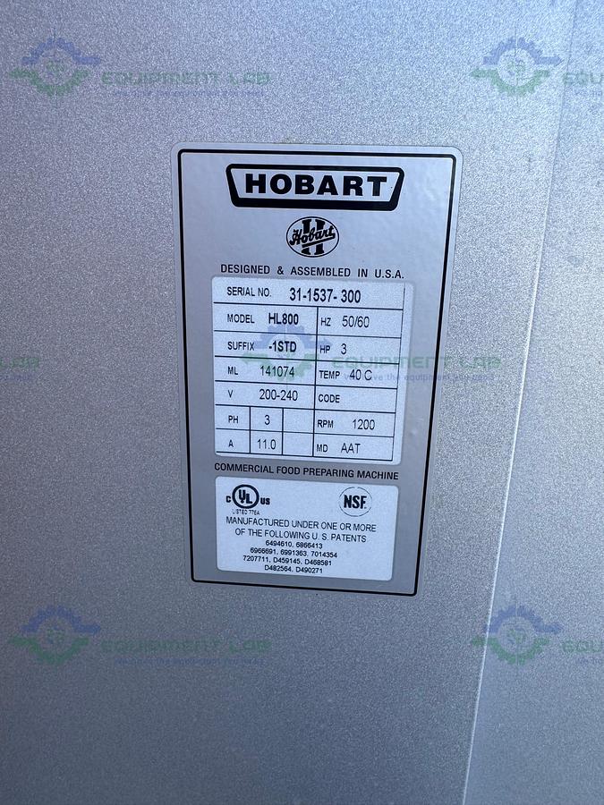 Used Hobart HL800 Legacy 80 Quart Planetary Mixer w/ Bowl Truck 3 HP , 2 PH