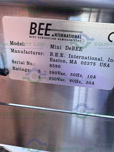 for parts or not working Bee International Mini DeBee High Pressure Homogenizer, 45,000 PSI/ 3,100 Bar