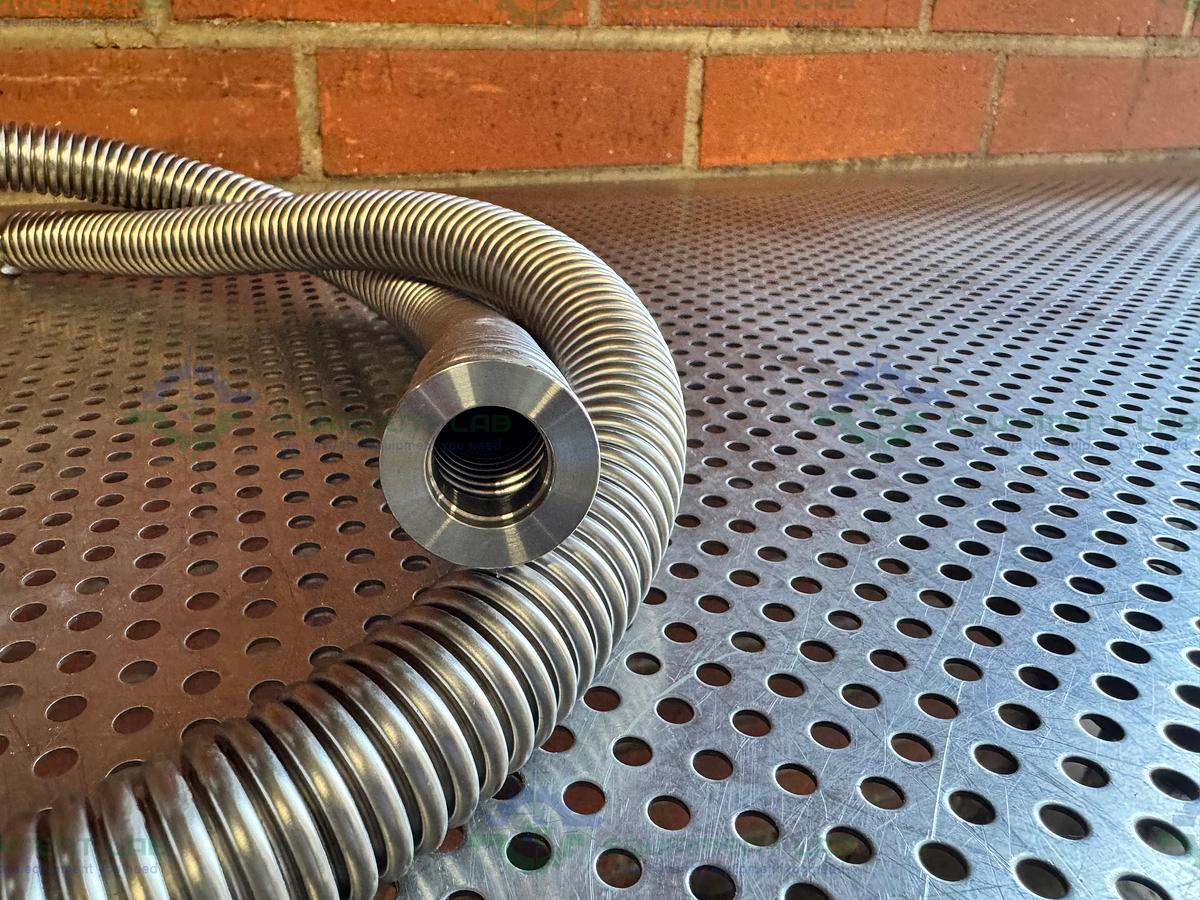 Used Stainless Steel Bellows Flexible Vacuum Hose 60" w/ KF 16/10 Fitting