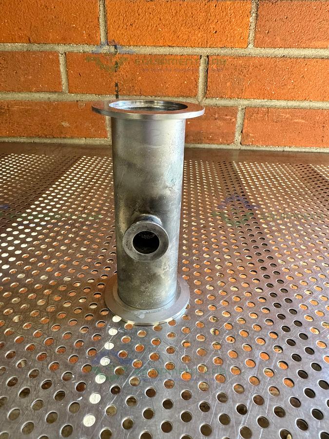 Used 3 Way Stainless Steel KF 50 to KF 16/10 Elbow Nipple Vacuum Fitting