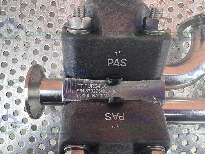 Used ITT Pure Flo  1-316L-RA20MAX 3 - Way Diaphragm Valve w/ 1" Sanitary Fitting