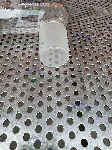 Used Chemglass Distilling Adapter 45/50 Joint w/ 10mm PTFE Stopcock, 3/4" Swagelock