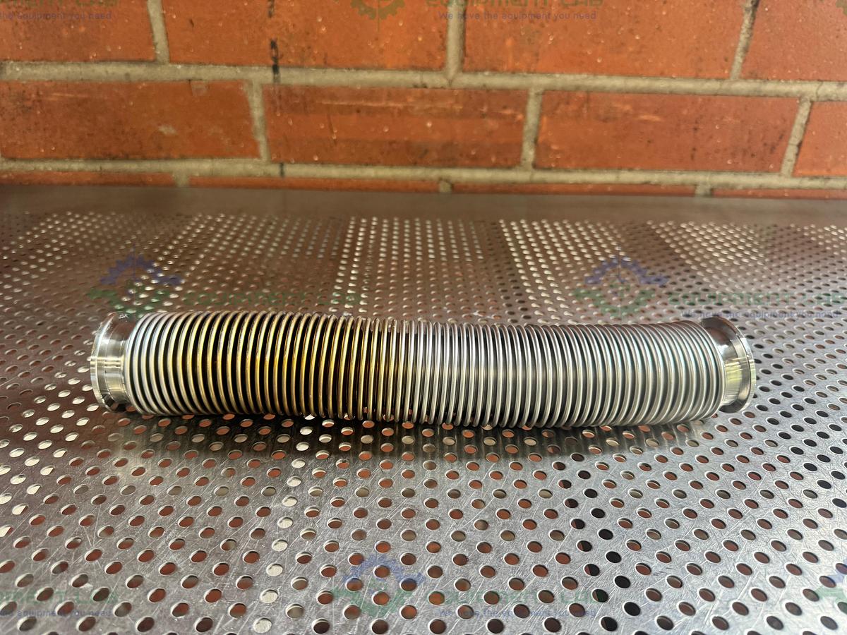 Used Stainless Steel Bellows Flexible Vacuum Hose 14" w/ KF 40 Fitting