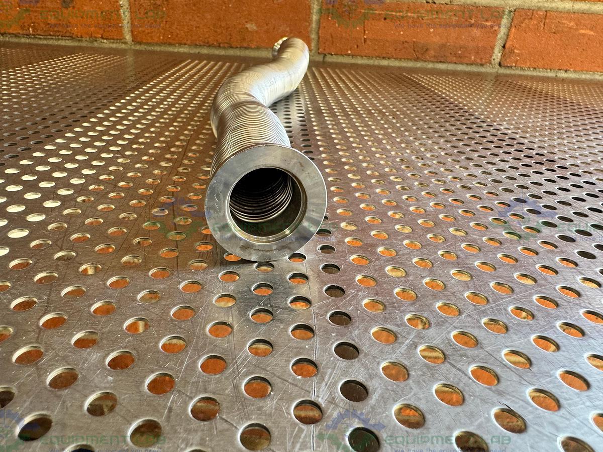 Used Stainless Steel Bellows Flexible Vacuum Hose 19" w/ KF 25 Fitting
