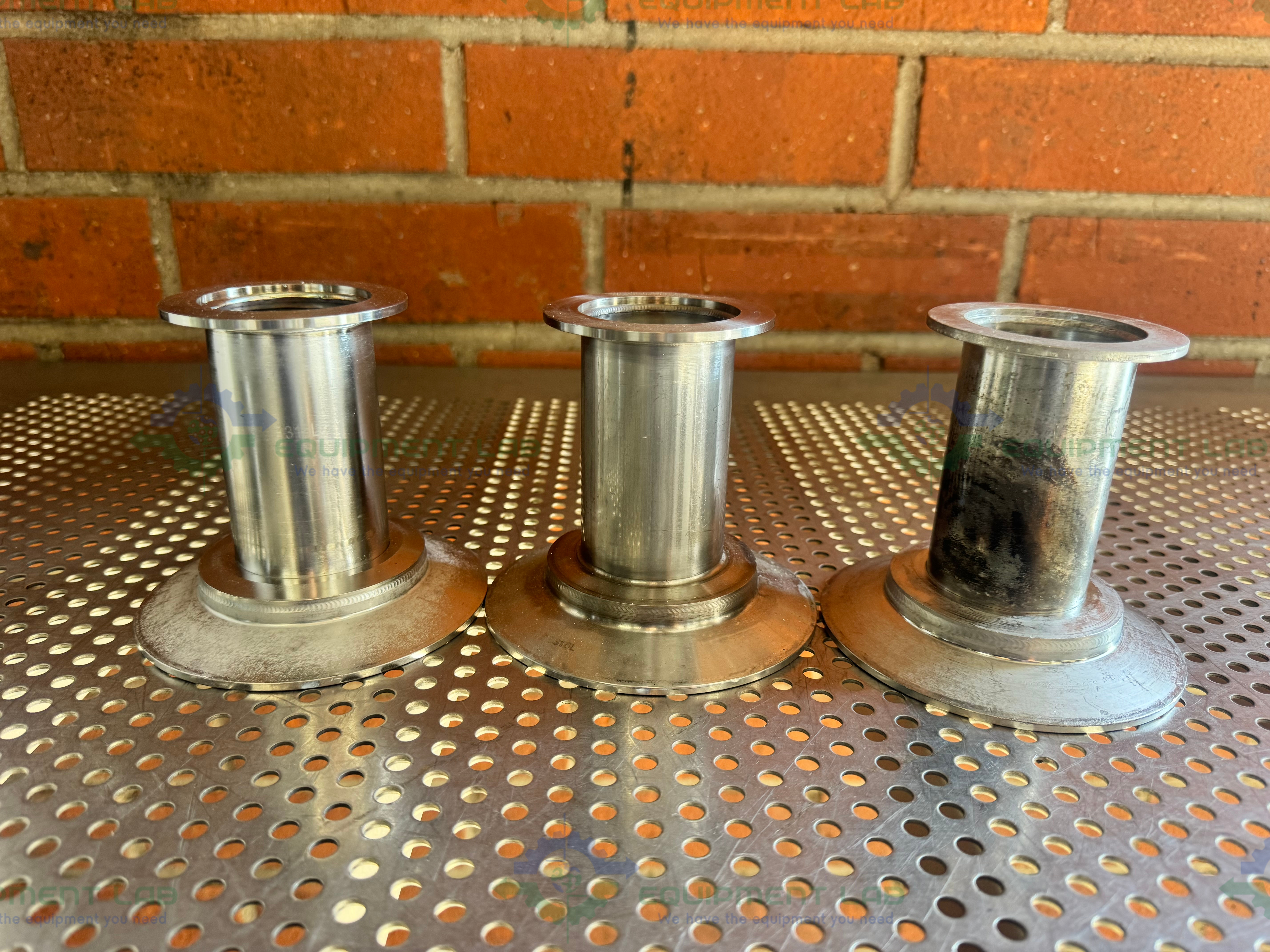 Used 1 Stainless Steel Vacuum Reducer KF 50 to 4" Sanitary Fitting