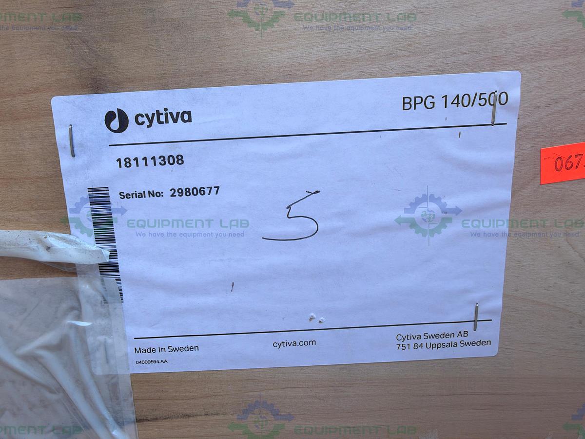Used Cytiva / GE / Pharmacia BPG 140 / 500 Chromatography Column w/ Stand, Casters
