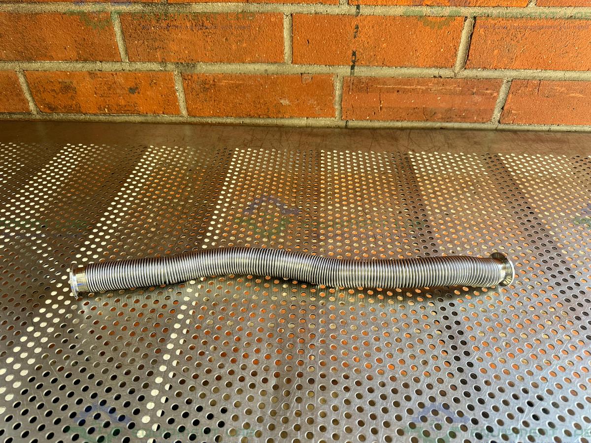 Used Stainless Steel Bellows Flexible Vacuum Hose 19" w/ KF 25 Fitting