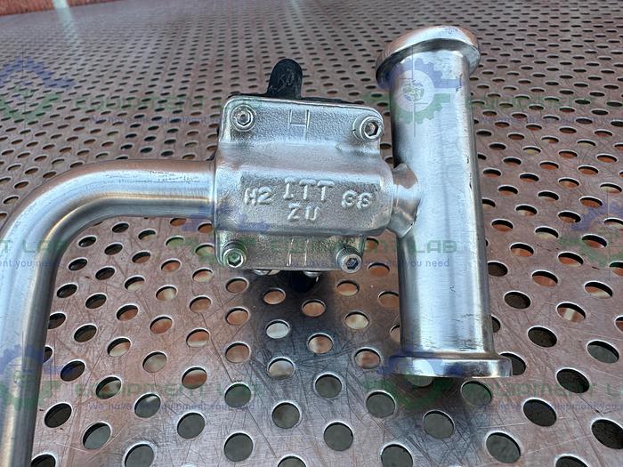 Used ITT Pure Flo 3- Way 316L Diaphragm Valve w/ 3/4" to Elbow Sanitary Fitting