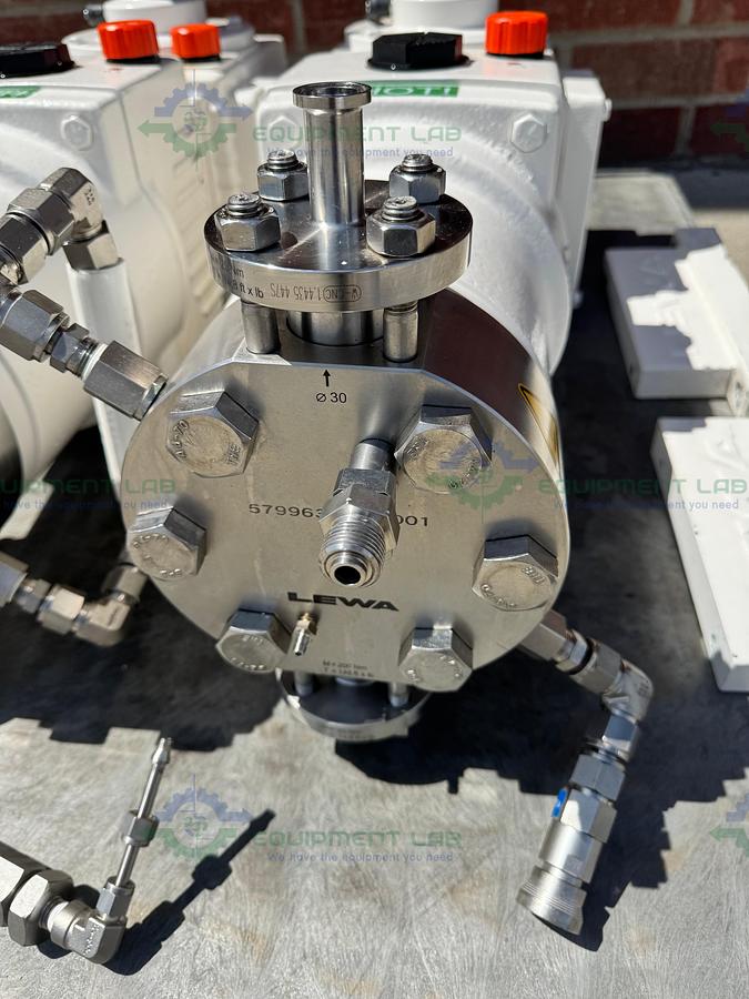 Used Lewa LDD2 Duplex Hydraulic Diaphragm Metering Pump w/ Baldor 5 HP Motor