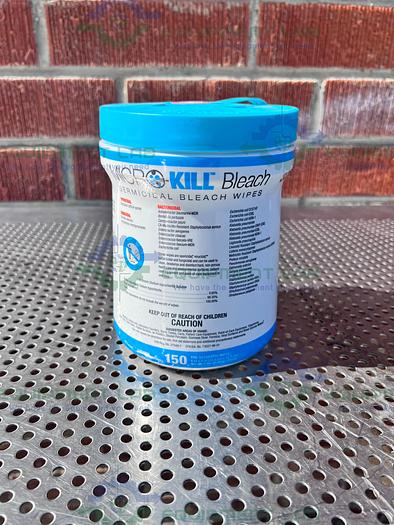 Used Box of 6- Medline  Micro-Kill Germicidal Bleach Wipes 6x5