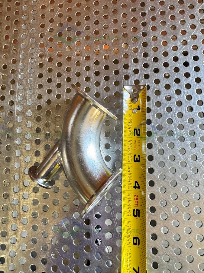 Used Stainless Steel 3 way 90 Degree KF 40 to KF 16/10 Elbow Nipple Vacuum Fitting
