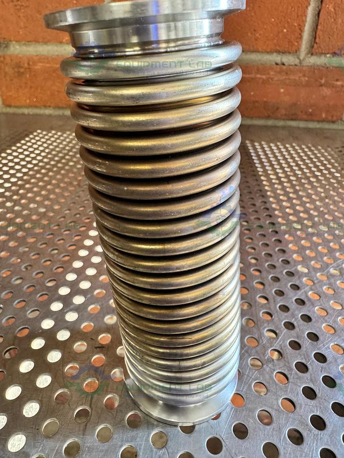 Used Stainless Steel Bellows Flexible Vacuum Hose 6" w/ KF 40 Fitting