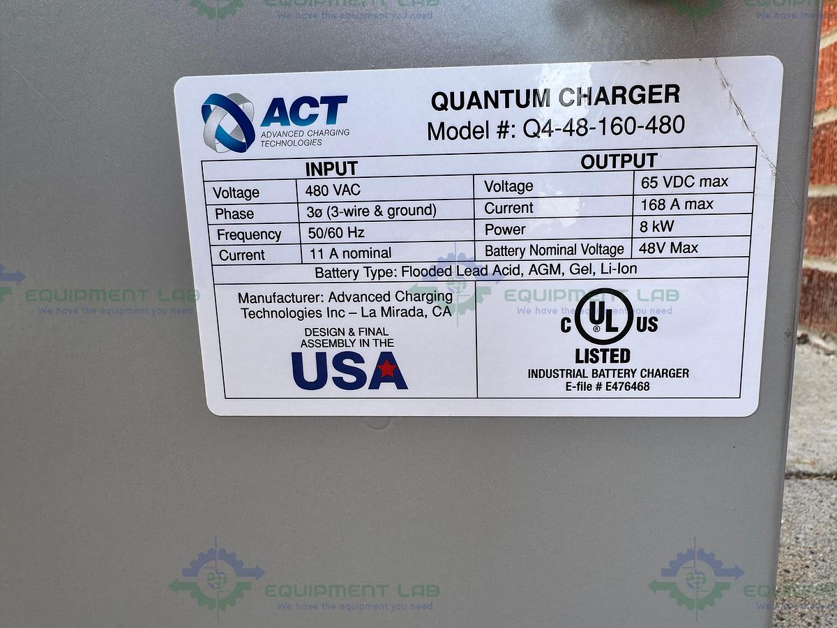 Used Act Q4-48-160-480  Quantum Forklift Battery Charger 480 VAC, 65 VDC, 3 Phase
