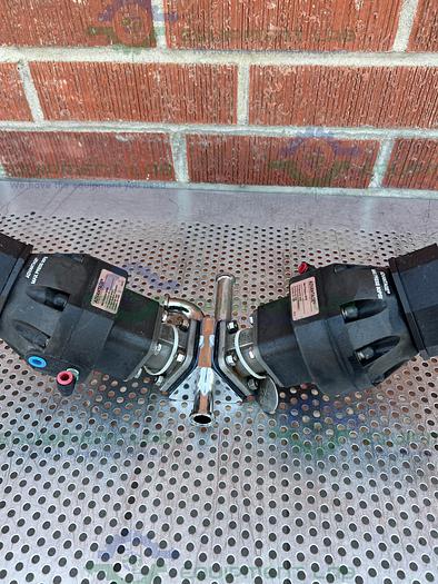 Used Lot of 2 - ITT Pure Flo 9920 Diaphragm Valve 90 PSI w/ 3- Way 3/4" Sanitary Fittings