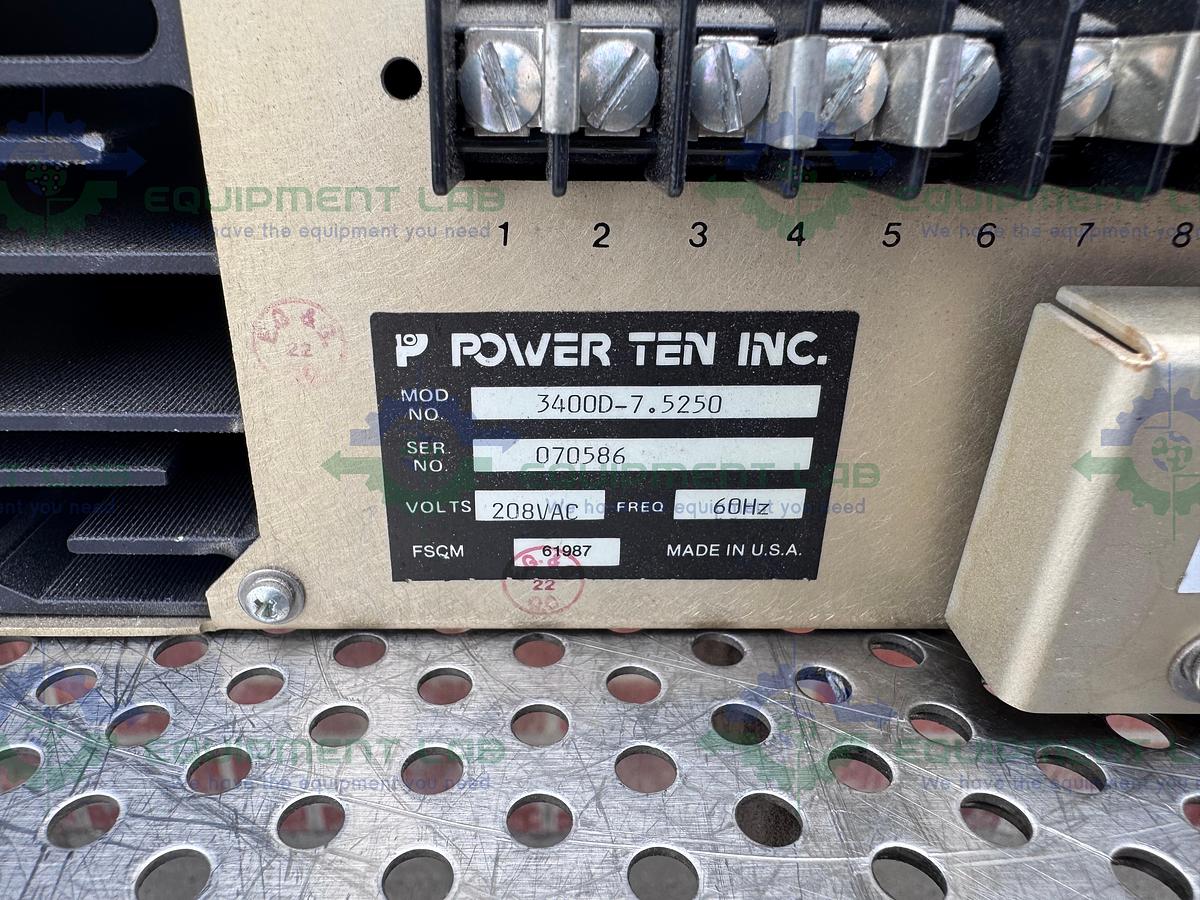 Used Power Ten 3400D-7.5250 Power Supply 208 VAC, 60 Hz