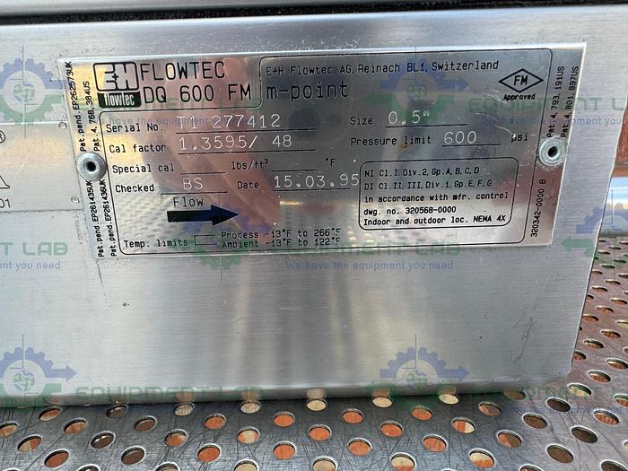 Used Endress+Hauser Flowtec DQ 600 FM M-Point Flow Meter 1/2"