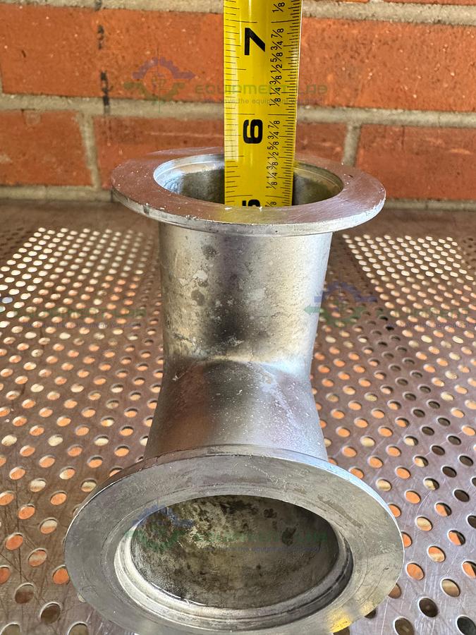 Used 3 Way Stainless Steel KF 50 Elbow Nipple Vacuum Fitting