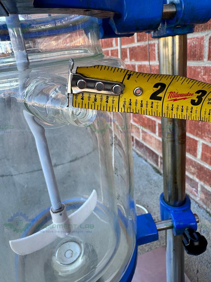 Used China 5 Liter Jacketed Glass Reactor w/ China Overhead Stirrer