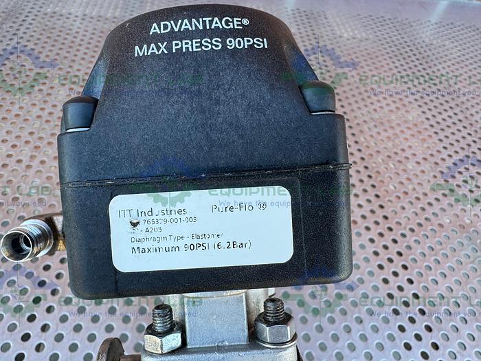 Used ITT Pure Flo .5-316L- RA20MAX 4 Way Diaphragm Valve w/ 1/2" Sanitary Fitting
