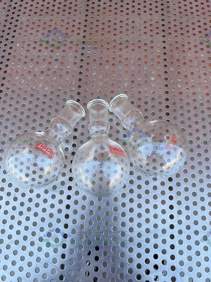 Used Lot of 3 - Pope Scientific 200 mL Single Neck Round Bottom Flask