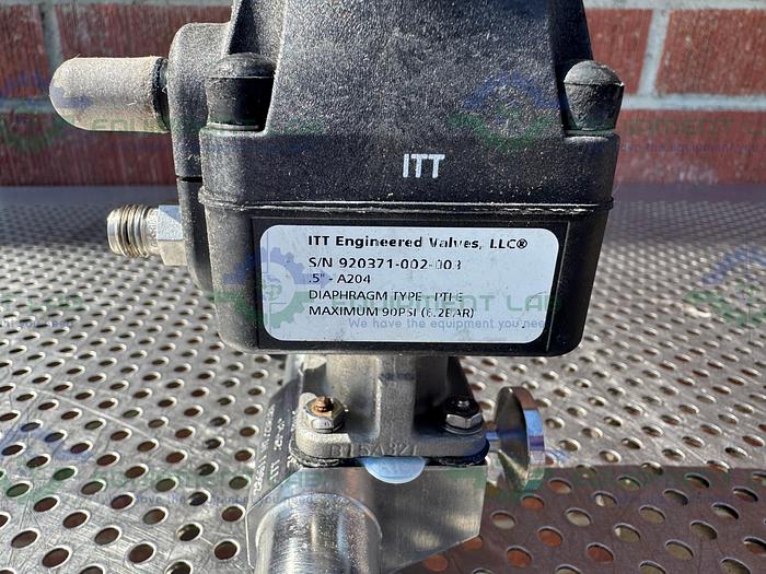 Used ITT Pure Flo 4 -Way Diaphragm Valve w/ 1 1/2" to 1" to 1/4" Sanitary Fitting