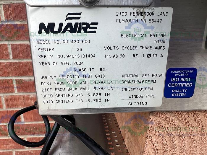  for parts or not working Nuaire  NU-430-600 Class II Type B2 Biological Safety Cabinet 6 Ft